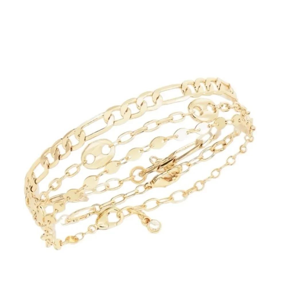 On 34th 3 Pc Gold Tone Chain bracelets